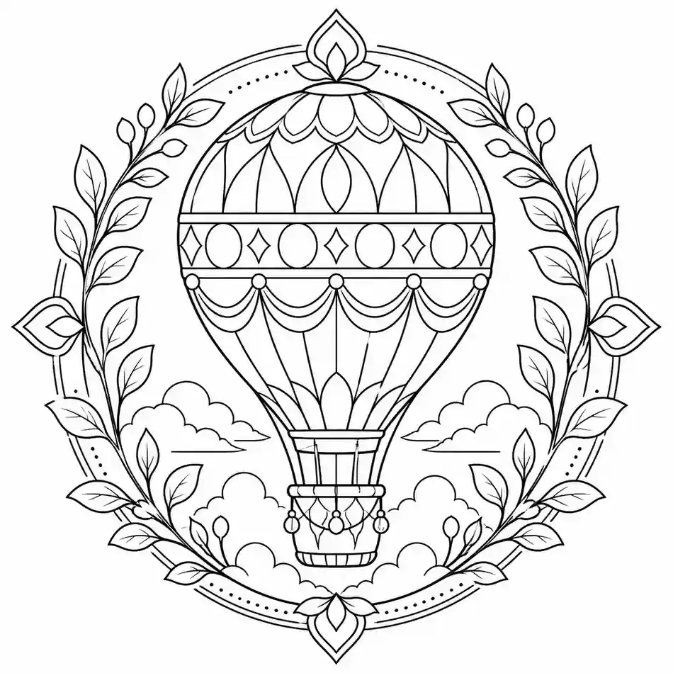 Mandala de globo aerostático para imprimir y colorear