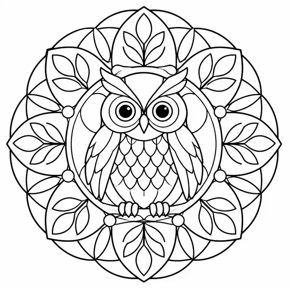 Mandala de búho geométrico para imprimir y colorear
