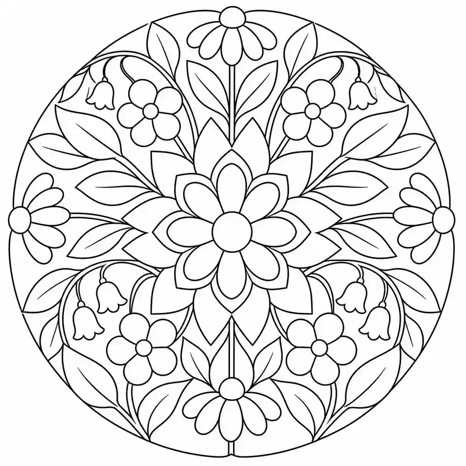 Mandala de flores silvestres para imprimir y colorear